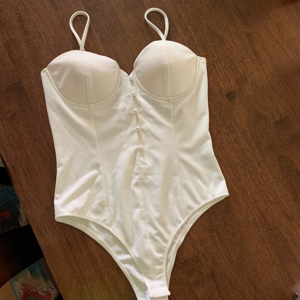 White bustier body suit